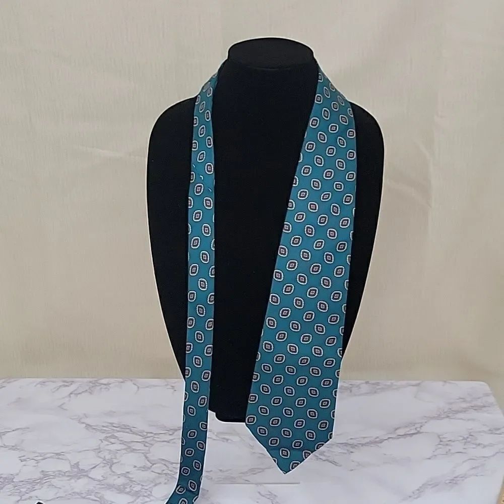 Oscar De LA Renta Couture Teal Blue Silk  Necktie Men's Tie